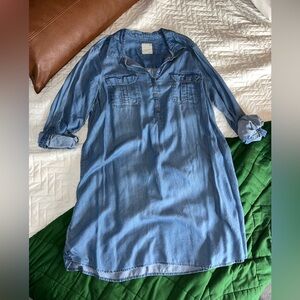 SO Light Blue Denim Shirt Dress